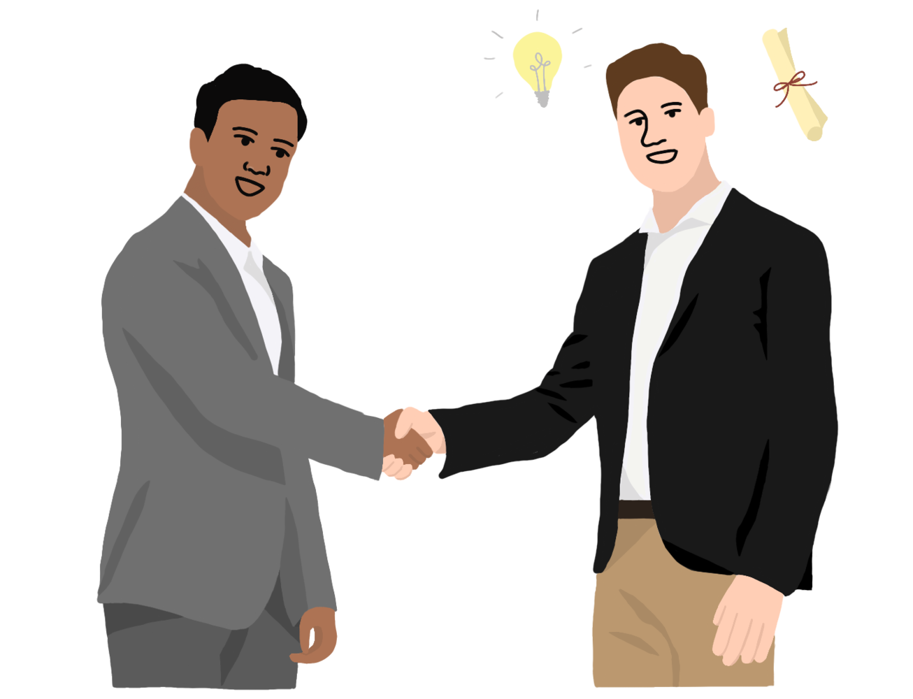 Graphic of employer and student shaking hands